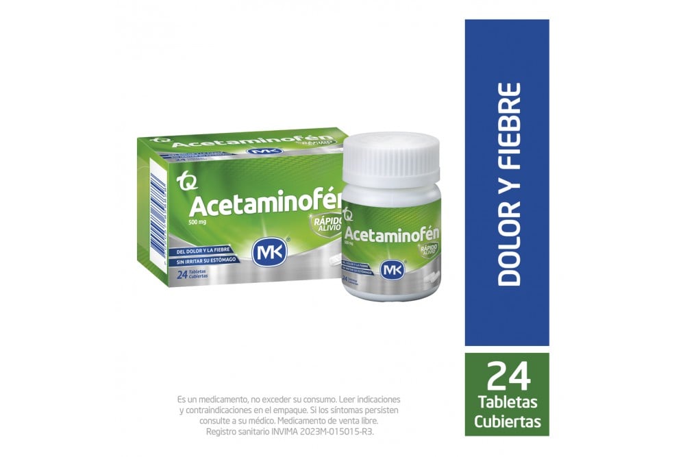 Acetaminofén 500 Mg 24 Tabletas Cubiertas Acetaminofén 500 Mg 24 Tabletas Cubiertas