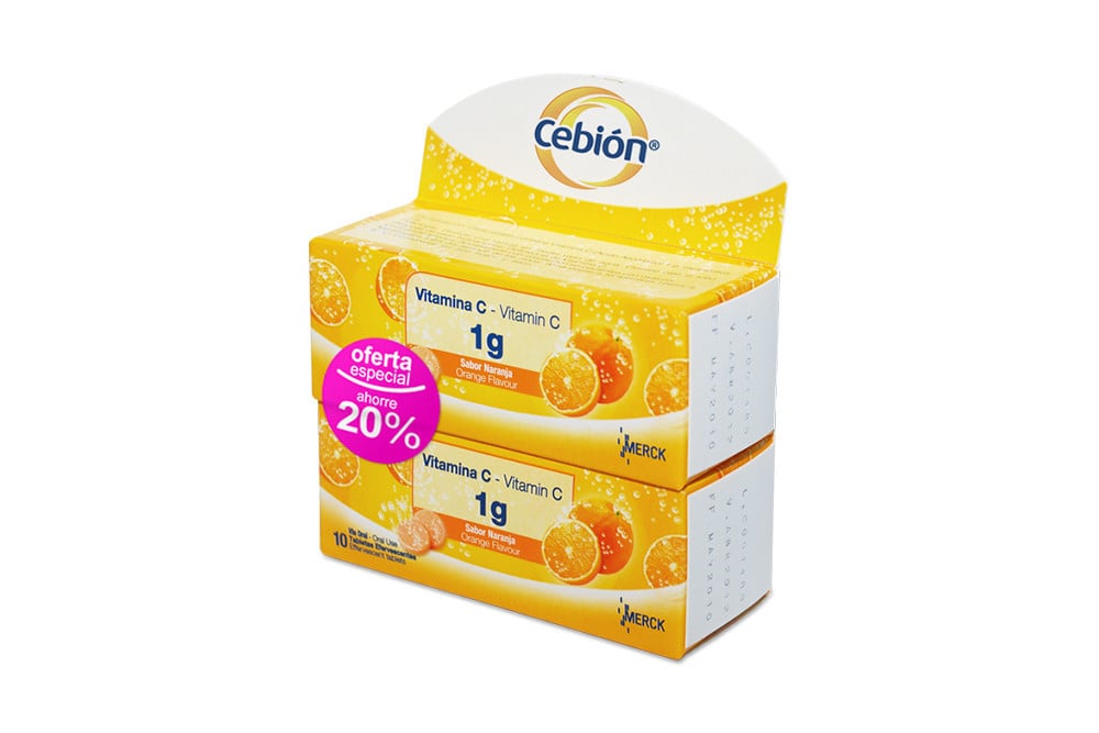 Cebión Vitamina C 1 G 2 Cajas Con 10 Tabletas Masticables C/U