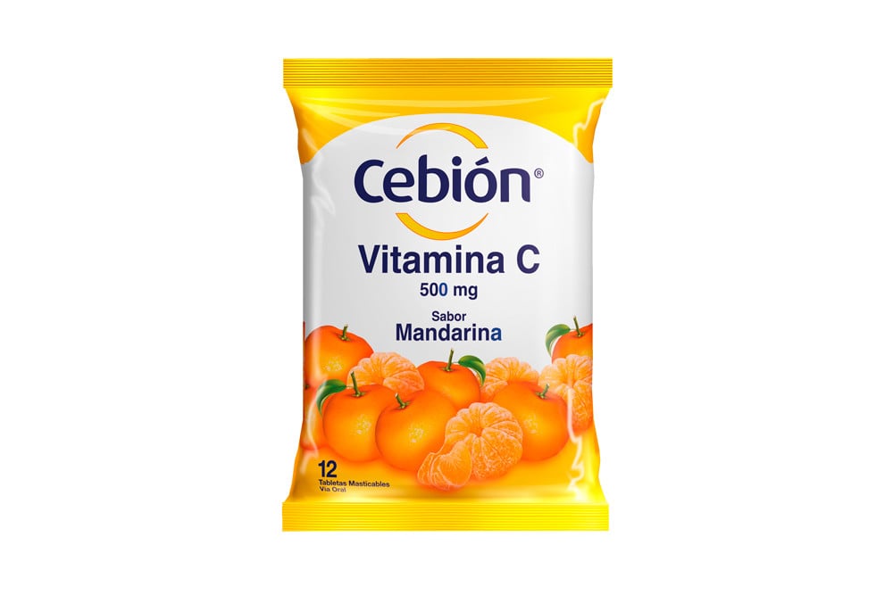 Cebión Vitamina C Sabor Mandarina Empaque Con 12 Tabletas Masticables