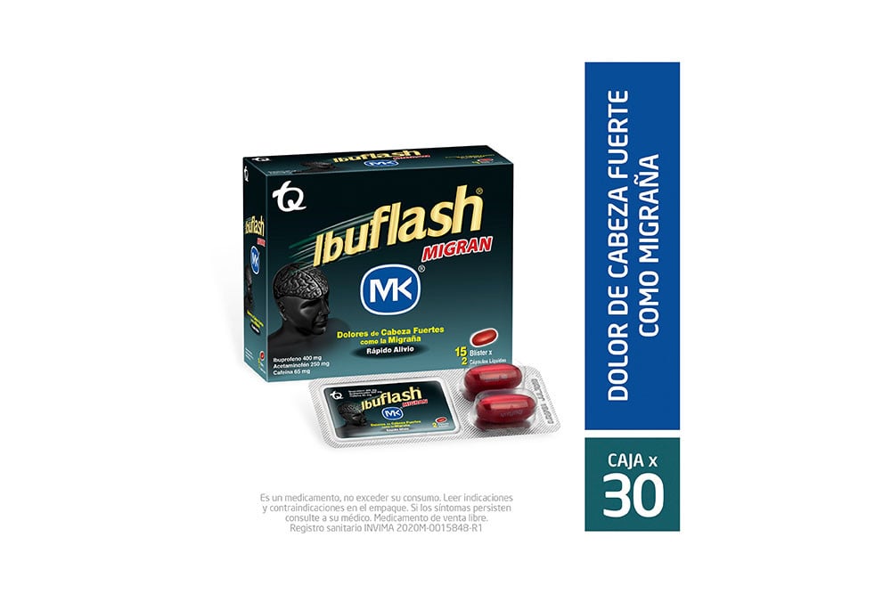 Ibuflash Migraña Caja Con 30 Cápsulas Líquidas