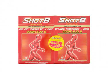 Shot B Multivitamínico Con Calcio, Magnesio, Zinc 2 Caja Con 15 Cápsulas Blandas C/U