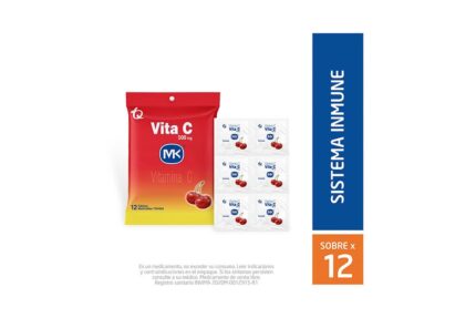 Vita C 500 Mg Sabor Cereza Sobre Con 12 Tabletas