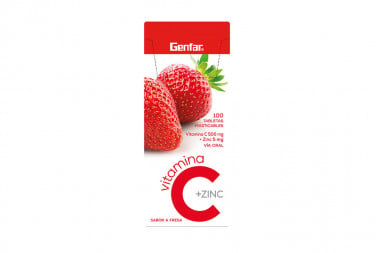 Vitamina C + Zinc 500 / 50 Mg Sabor Fresa Caja Con 100 Tabletas Masticables